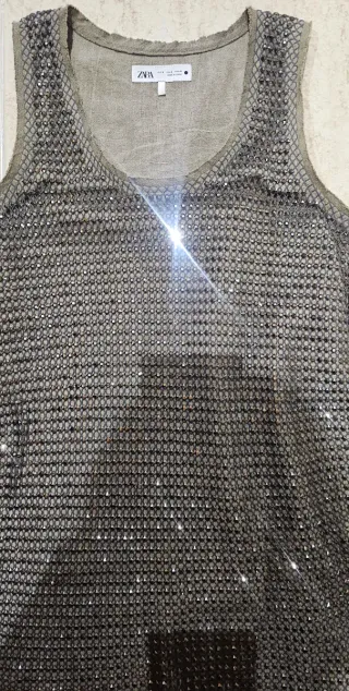 Vestido Zara plateado. Talla S. Sin estrenar