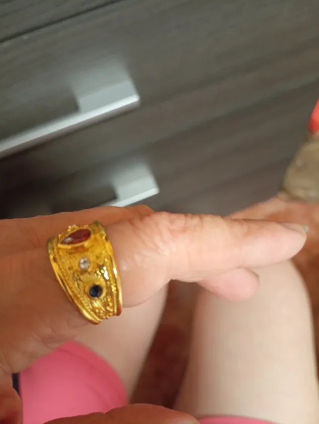 Anillo Acero Chapado Oro Brillantes Colores