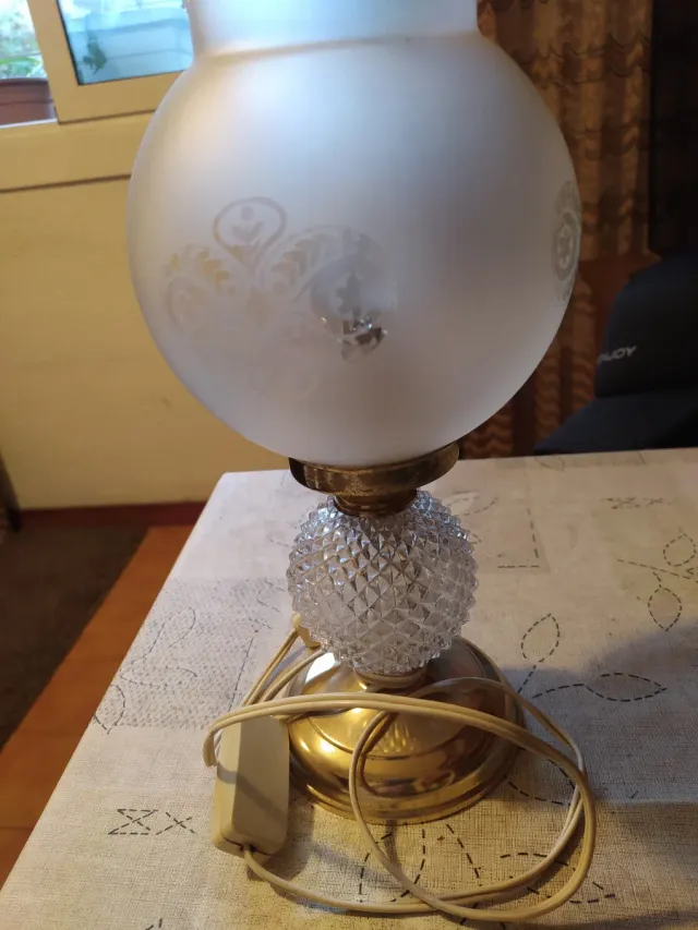 Lámpara Vintage Estilo Quinqué Cristal y Metal