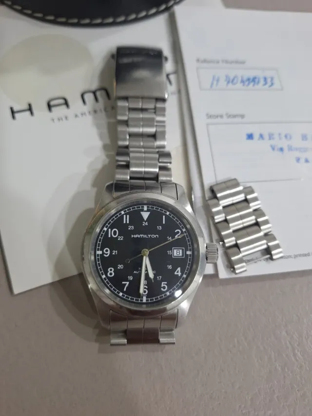 Hamilton 38mm Orologio Uomo Nero Argento