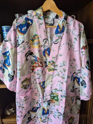 Kimono largo vintage estampado geishas