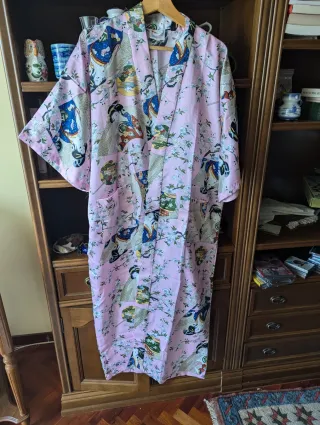 Kimono largo vintage estampado geishas