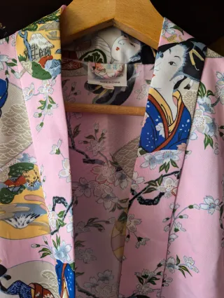 Kimono largo vintage estampado geishas