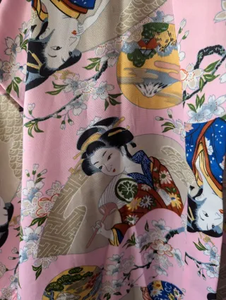 Kimono largo vintage estampado geishas