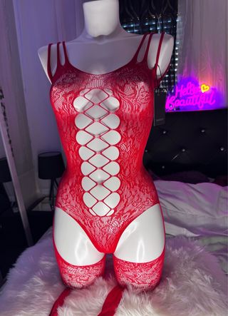 Body de encaje rojo talla única