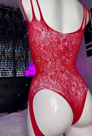 Body de encaje rojo talla única