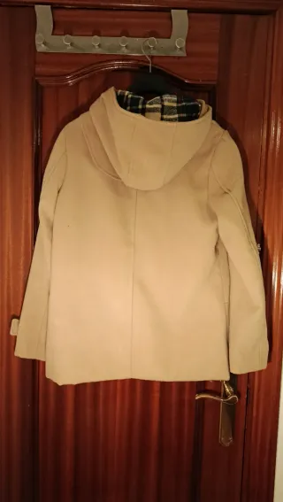 Abrigo paño mujer beige
