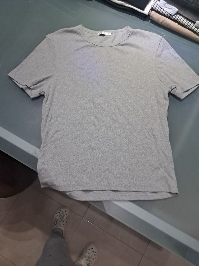 Camiseta Zara Gris Talla L