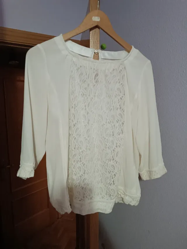 Blusa blanca encaje talla 46