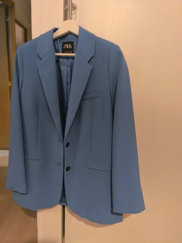 Blazer Zara Azul Talla M sin botones