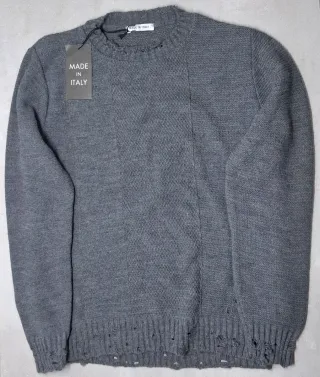 Maglione Girocollo Grigio Made in Italy