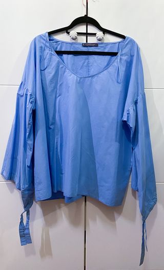 Blusa Violeta by Mango Azul Celeste Talla XXL