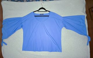 Blusa Violeta by Mango Azul Celeste Talla XXL