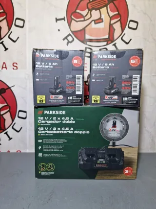 Batería Parkside 12V 5Ah y Cargador Doble Rápido 