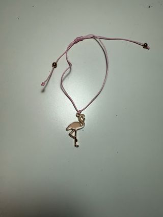 Tobillera Flamenco Dorado y Rosa