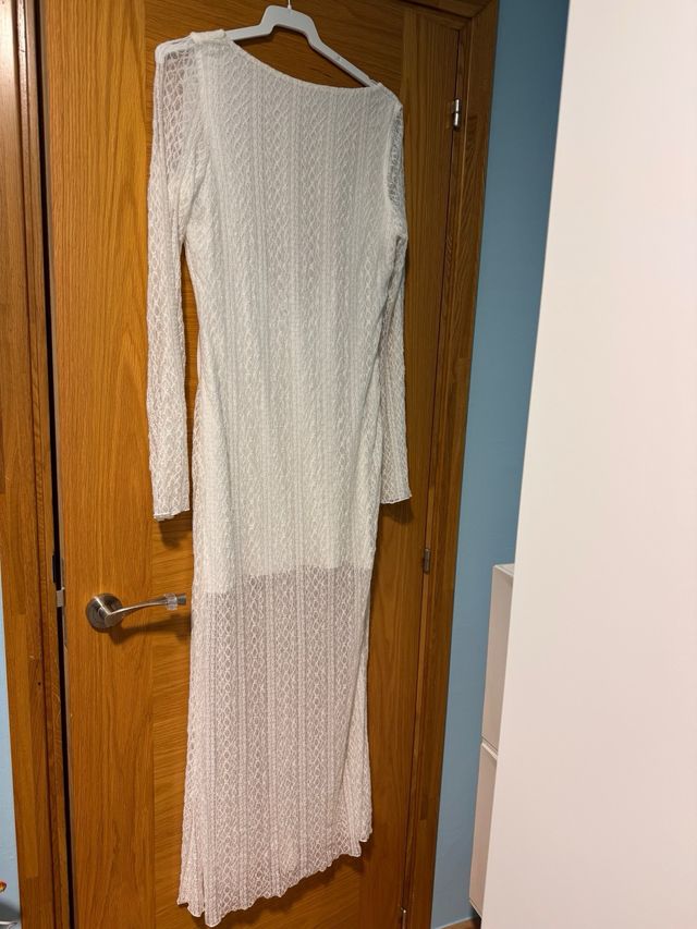 Vestido blanco encaje manga larga
