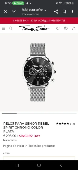 Reloj Thomas Sabo Oro Acero Inoxidable