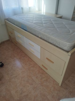 Cama nido con mueble mesita y zapatero