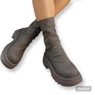 Botas calcetín plataforma XL marrón 36.5