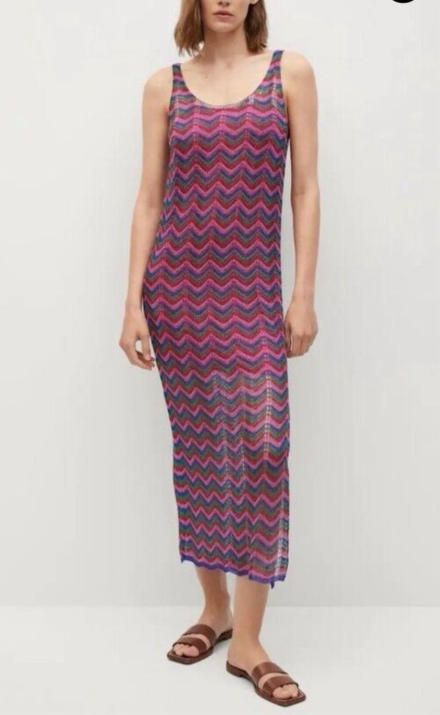 Vestido largo multicolor con zig-zag