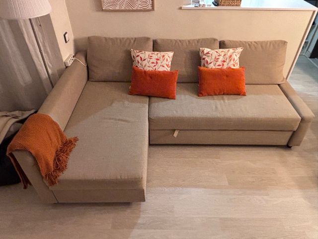 Sofá cama chaiselongue beige