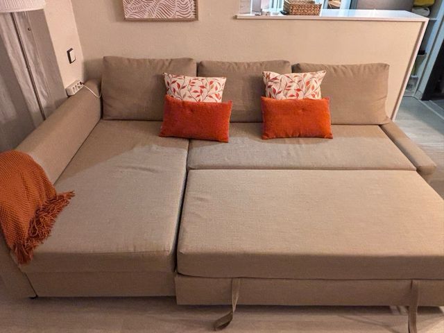 Sofá cama chaiselongue beige