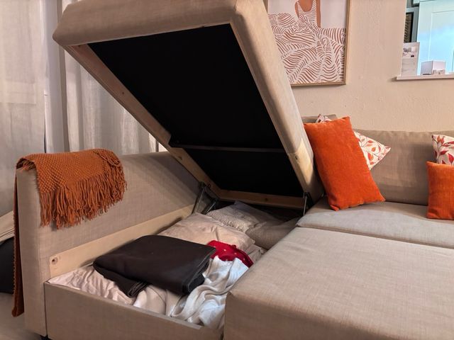 Sofá cama chaiselongue beige