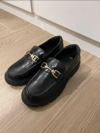 Mocasines Zara Talla 37 Negros