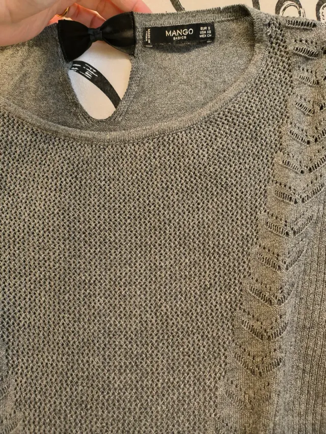 Maglia Mango Grigia con Fiocco