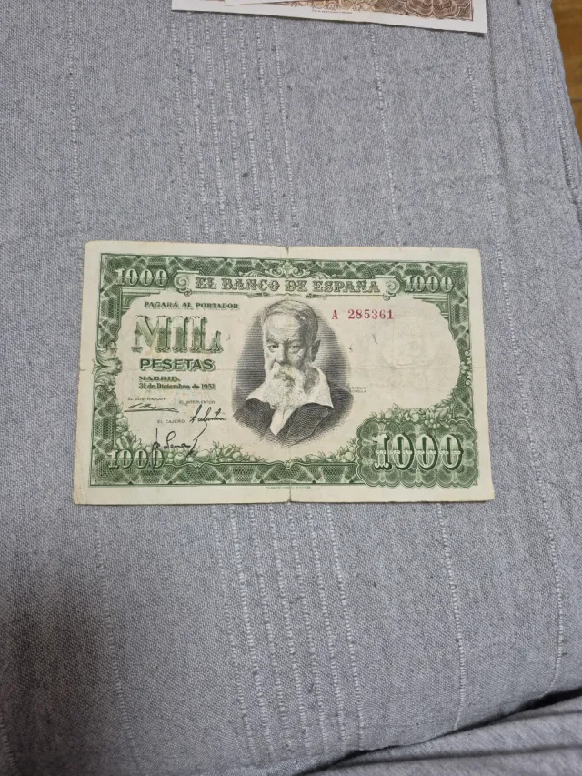 Billete 1000 Pesetas de 1951 serie A número bajo