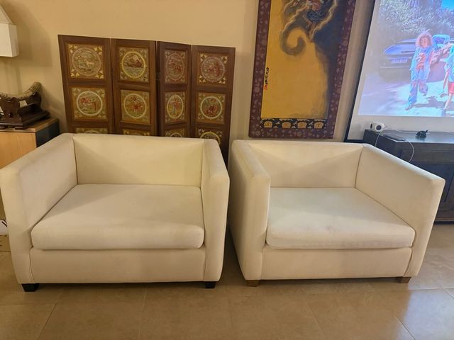 2 Sillones de tela beige/blanco