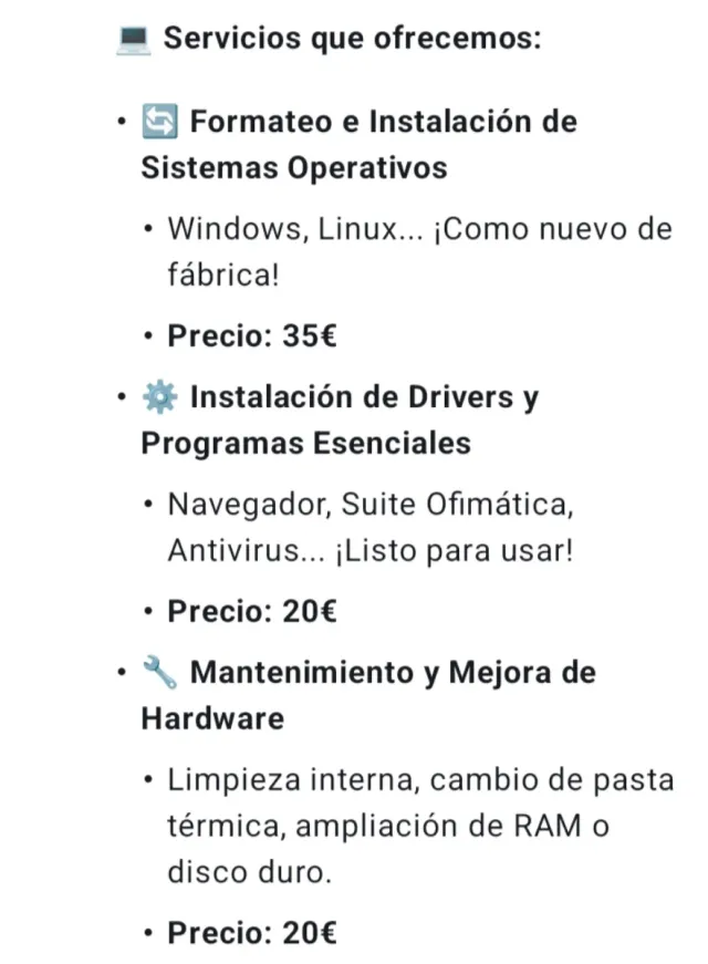 Reparación/Recuperación PC/PORTÁTIL