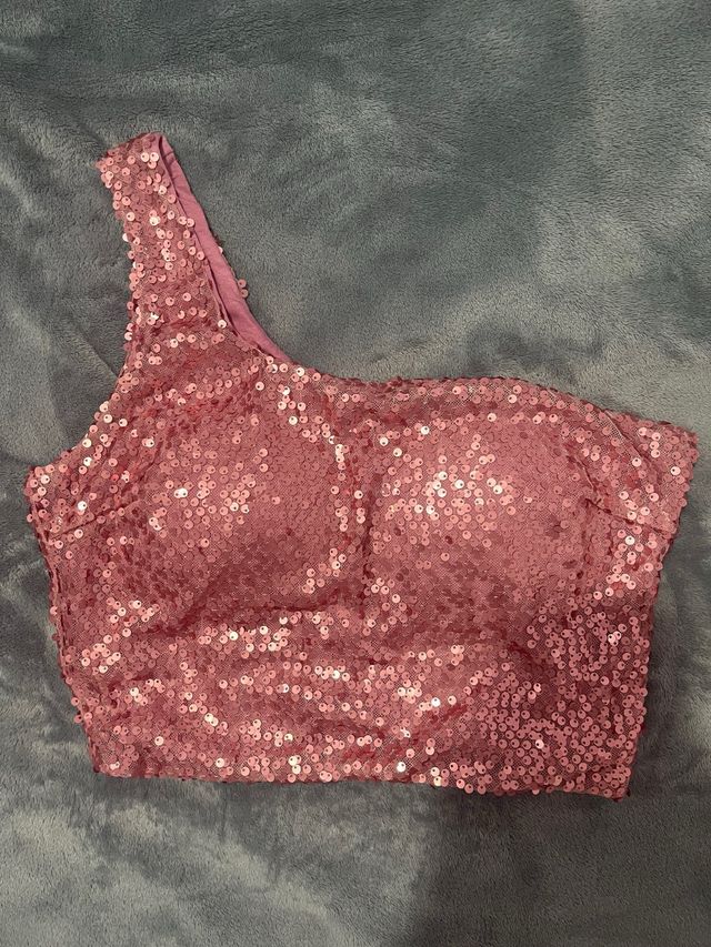 Crop top lentejuelas rosa