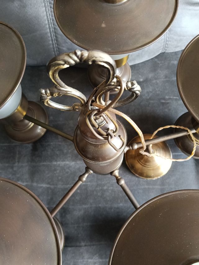 Lámpara de techo bronce y cristal