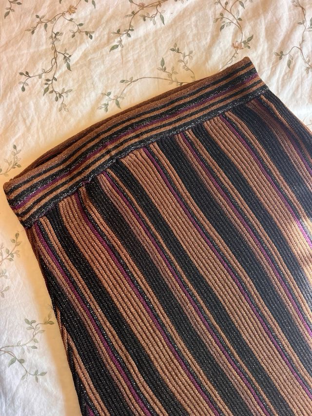 Falda Jean Louis François rayas marrones y moradas