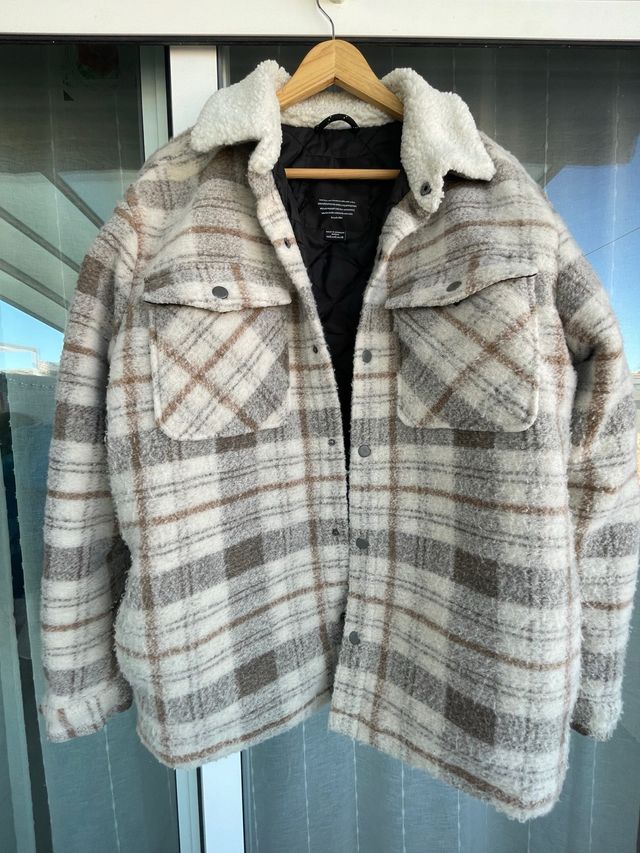 Chaqueta cuadros hombre beige y marrón