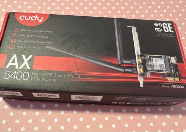 Adaptador Cudy AX5400 Wi-Fi 6/6E Bluetooth 5.2 PCI