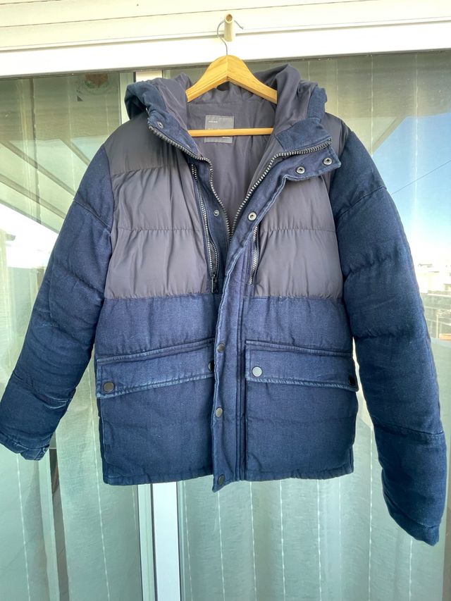 Anorak acolchado hombre azul y gris