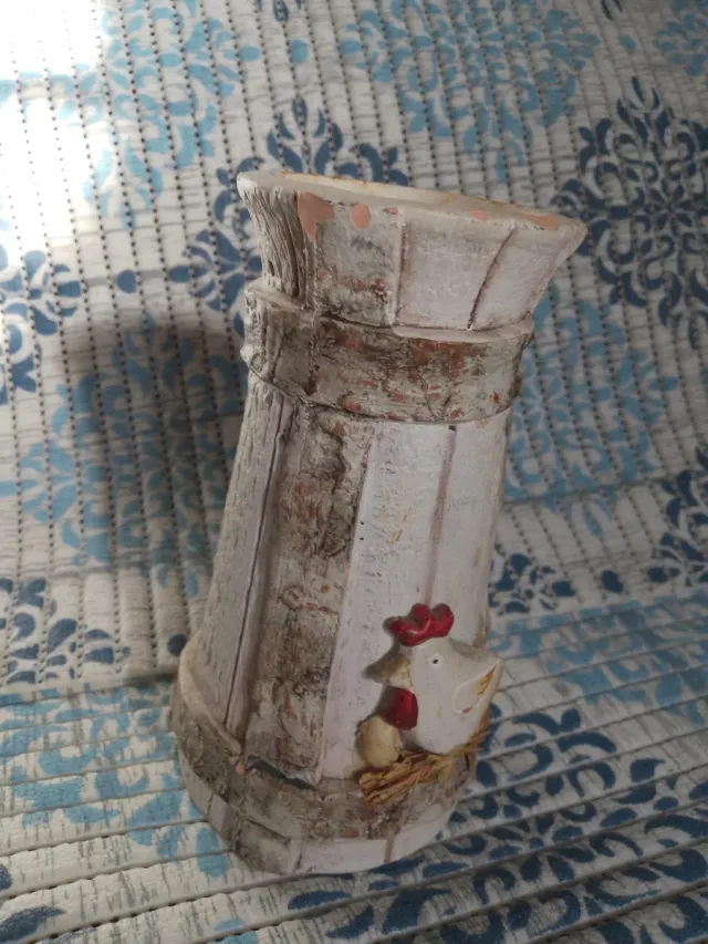 Jarrón decorativo gallina cerámica