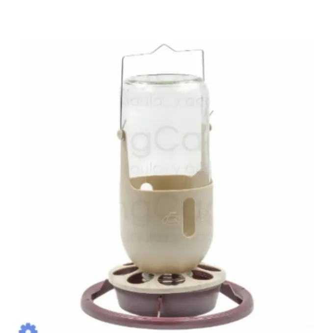 Comedero para pájaros de cristal y plástico