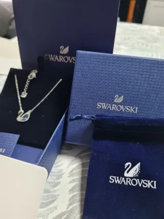 Colgante Cisne Swarovski Azul y Plateado