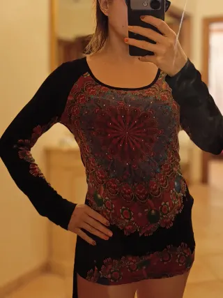 Vestito/maglia lunga Desigual nero multicolore