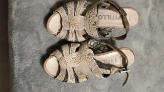 Sandalias Pitillos Beige y Gris
