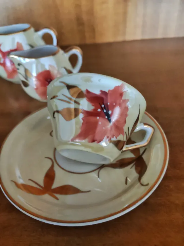 Set 2 tazas café/té y lecheras vintage