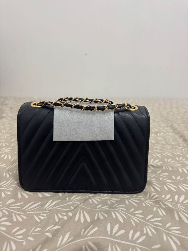 Bolso Negro Mujer Cadena Dorada