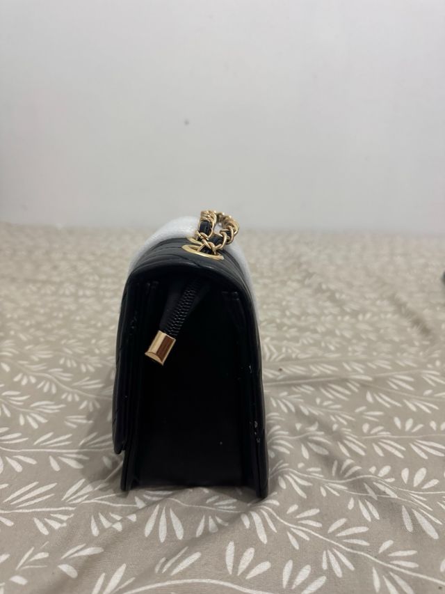 Bolso Negro Mujer Cadena Dorada