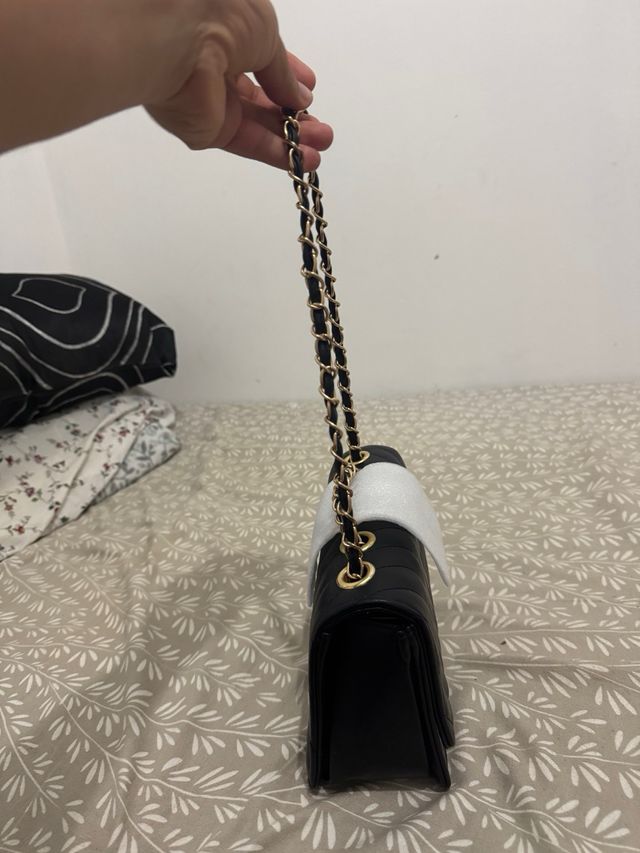 Bolso Negro Mujer Cadena Dorada