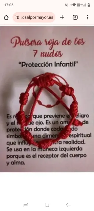 Braccialetto rosso per bambini 7 nodi di protezione