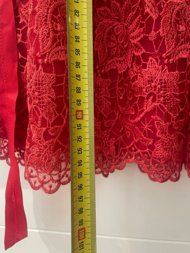 Vestido rojo encaje fiesta talla S