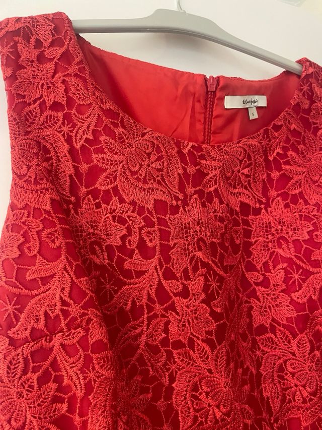 Vestido rojo encaje fiesta talla S